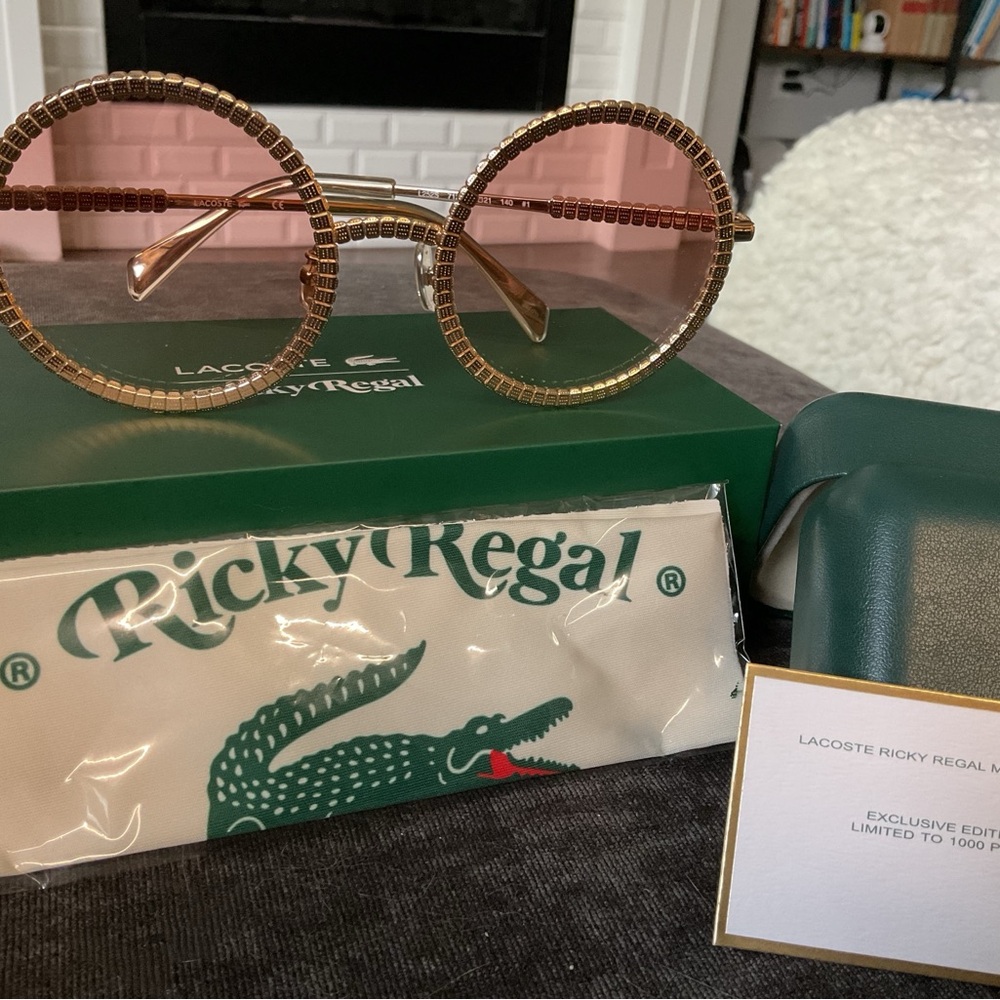 Lacoste Ricky Regal Gold Sunglasses with Pink Lenses